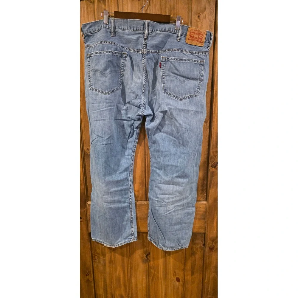 Levi 569 Loose Straight Jeans Mens 42x30 Light‎ Wash Blue Good Denim Pants